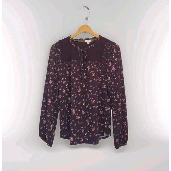 Mason & Belle Tops - Mason & Belle Floral LS Blouse Women's Size Medium Plum Cottagecore Grandmacore
